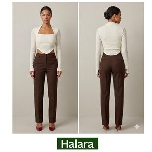 HALARA Beige L/S Padded Square Neck Casual WorkCore Women’s size Medium Top